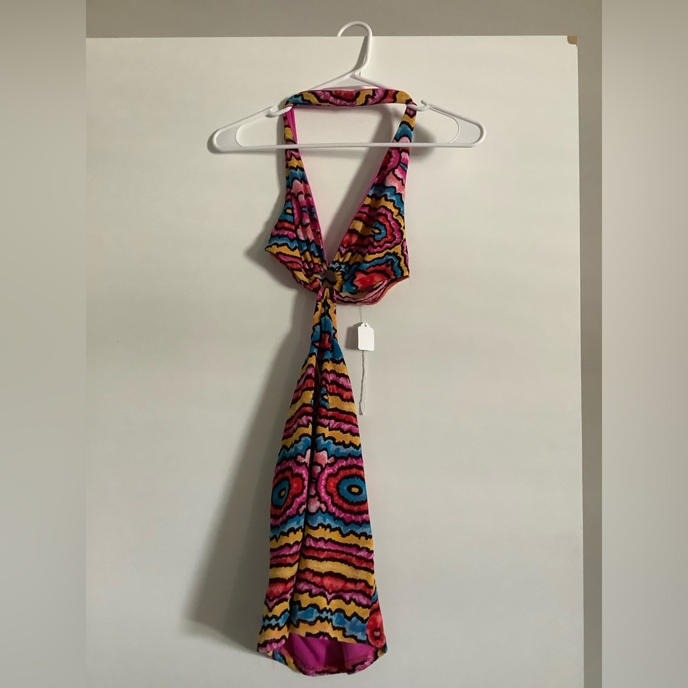 Multicolor Pattern Strapless Dress